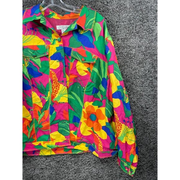 Diane Von Furstenberg Jacket Womens Plus 1X Multi Floral Lined Tropical Colorful - Picture 7 of 15